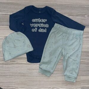 Sterling Baby Baby Boys 3PC Outfit 6M Blue “Cuter Version of Dad” Set